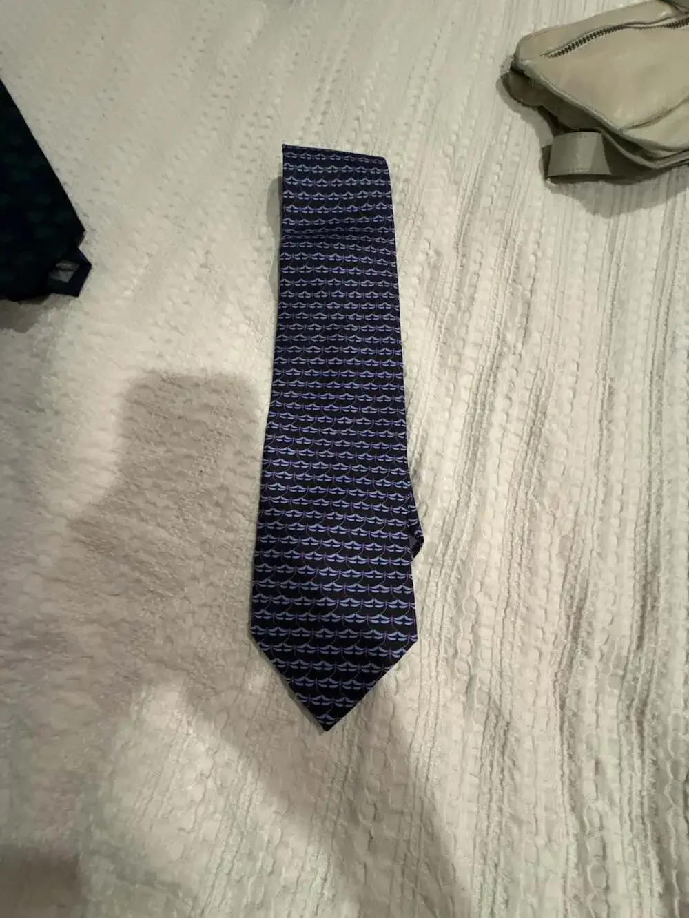 Robert Talbott Silk Tie Navy Blue Dragonfly Print